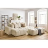 Image de Canapé d'angle fixe MONT-BLANC velours avec pouf beige angle gauche BOBOCHIC 4 places