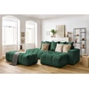 Image de Canapé d'angle fixe MONT-BLANC velours avec pouf vert angle droit BOBOCHIC 4 places