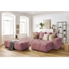 Image de Canapé d'angle fixe MONT-BLANC velours avec pouf rose angle droit BOBOCHIC 4 places