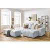 Image de Canapé d'angle fixe MONT-BLANC velours avec pouf gris clair angle droit BOBOCHIC 4 places