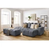 Image de Canapé d'angle fixe MONT-BLANC velours avec pouf gris foncé angle droit BOBOCHIC 4 places