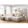 Image de Canapé d'angle fixe MONT-BLANC tissu avec pouf beige angle droit BOBOCHIC 4 places