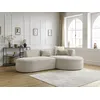 Image de Canapé d'angle fixe ROUSSEAU tissu chiné beige angle droit BOBOCHIC 4 places