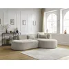 Image de Canapé d'angle fixe ROUSSEAU tissu texturé beige angle droit BOBOCHIC 4 places