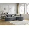 Image de Canapé d'angle fixe ROUSSEAU tissu texturé gris foncé angle droit BOBOCHIC 4 places