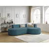 Image de Canapé d'angle fixe ROUSSEAU velours côtelé bleu foncé angle droit BOBOCHIC 4 places