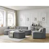 Image de Canapé d'angle fixe modulable ROUSSEAU tissu texturé avec 1 chauffeuse et 1 pouf gris foncé angle gauche BOBOCHIC 6 places