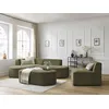 Image de Canapé d'angle fixe modulable ROUSSEAU tissu texturé avec 1 chauffeuse et 1 pouf vert angle gauche BOBOCHIC 6 places