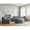 Image de Canapé d'angle fixe modulable ROUSSEAU velours côtelé avec 1 chauffeuse et 1 pouf gris foncé angle droit BOBOCHIC 6 places