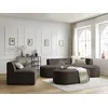 Image de Canapé d'angle fixe modulable ROUSSEAU velours côtelé avec 1 chauffeuse et 1 pouf marron angle droit BOBOCHIC 6 places