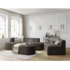 Image de Canapé d'angle fixe modulable ROUSSEAU velours côtelé avec 1 chauffeuse et 1 pouf marron angle gauche BOBOCHIC 6 places