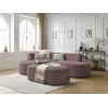 Image de Canapé d'angle fixe ROUSSEAU tissu chiné avec pouf rose angle gauche BOBOCHIC 5 places