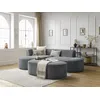 Image de Canapé d'angle fixe ROUSSEAU tissu texturé avec pouf gris foncé angle gauche BOBOCHIC 5 places