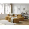 Image de Canapé d'angle fixe ROUSSEAU tissu texturé avec pouf jaune angle gauche BOBOCHIC 5 places