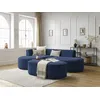 Image de Canapé d'angle fixe ROUSSEAU tissu texturé avec pouf bleu foncé angle gauche BOBOCHIC 5 places