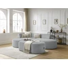 Image de Canapé d'angle fixe ROUSSEAU velours côtelé avec pouf gris clair angle gauche BOBOCHIC 5 places