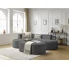 Image de Canapé d'angle fixe ROUSSEAU velours côtelé avec pouf gris foncé angle gauche BOBOCHIC 5 places