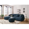Image de Canapé d'angle fixe ALESIA avec pouf tissu chiné bleu foncé angle gauche BOBOCHIC 4 places