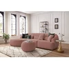 Image de Canapé d'angle fixe ALESIA tissu bouclette avec pouf rose angle gauche BOBOCHIC 4 places
