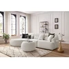 Image de Canapé d'angle fixe ALESIA tissu bouclette avec pouf blanc angle gauche BOBOCHIC 4 places