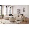 Image de Canapé d'angle fixe ALESIA tissu bouclette avec pouf beige angle gauche BOBOCHIC 4 places