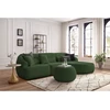Image de Canapé d'angle fixe ALESIA tissu bouclette avec pouf vert angle droit BOBOCHIC 4 places