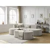 Image de Canapé d'angle fixe ROUSSEAU tissu texturé avec pouf beige angle gauche BOBOCHIC 5 places