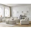Image de Canapé d'angle fixe modulable ROUSSEAU tissu chiné avec 1 chauffeuse et 1 pouf beige angle gauche BOBOCHIC 6 places