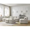 Image de Canapé d'angle fixe modulable ROUSSEAU tissu texturé avec 1 chauffeuse et 1 pouf beige angle gauche BOBOCHIC 6 places