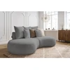 Image de Canapé droit fixe 3 places SAINT-GERMAIN tissu bouclette gris clair BOBOCHIC