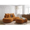 Image de Canapé droit fixe 3 places SAINT-GERMAIN tissu bouclette avec pouf jaune BOBOCHIC