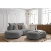 Image de Canapé droit fixe 3 places SAINT-GERMAIN tissu bouclette avec pouf gris clair BOBOCHIC