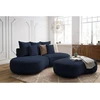 Image de Canapé droit fixe 3 places SAINT-GERMAIN tissu texturé avec pouf bleu foncé BOBOCHIC