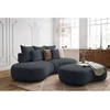 Image de Canapé droit fixe 3 places SAINT-GERMAIN tissu texturé avec pouf gris foncé BOBOCHIC