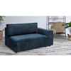 Image de Chauffeuse 2 places avec accoudoir pour canapé modulable NIHAD tissu velours côtelé bleu foncé angle droit BOBOCHIC 2 places