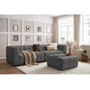Image de Canapé droit fixe modulable 4 places KLEBER avec pouf gris foncé BOBOCHIC 5 places