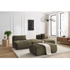 Image de Canapé droit fixe 3 places JEANNE avec pouf tissu velours vert BOBOCHIC 4 places