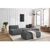 Image de Canapé droit fixe 3 places JEANNE avec pouf tissu velours gris foncé BOBOCHIC 4 places