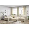 Image de Canapé panoramique fixe MEGEVE avec pouf tissu bouclette beige angle droit BOBOCHIC 6 places