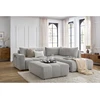 Image de Canapé d'angle L convertible coffre ARSENE avec pouf gris clair angle droit BOBOCHIC 4 places