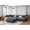 Image de Canapé panoramique convertible coffre ARSENE avec pouf gris foncé angle droit BOBOCHIC 6 places
