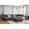 Image de Canapé panoramique convertible coffre ARSENE avec pouf gris foncé angle gauche BOBOCHIC 6 places