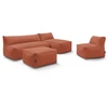Image de Canapé de jardin modulable RIVIERA avec 1 chauffeuse 1 place, 1 chauffeuse 2 places, 1 méridienne et 1 pouf orange BOBOCHIC