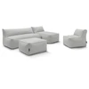 Image de Canapé de jardin modulable RIVIERA avec 1 chauffeuse 1 place, 1 chauffeuse 2 places, 1 méridienne et 1 pouf gris clair BOBOCHIC