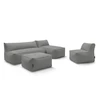 Image de Canapé de jardin modulable RIVIERA avec 1 chauffeuse 1 place, 1 chauffeuse 2 places, 1 méridienne et 1 pouf gris foncé BOBOCHIC