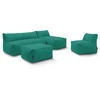 Image de Canapé de jardin modulable RIVIERA avec 1 chauffeuse 1 place, 1 chauffeuse 2 places, 1 méridienne et 1 pouf bleu clair BOBOCHIC