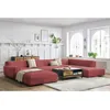 Image de Canapé panoramique fixe LAVENA tissu velours orange angle droit BOBOCHIC 6 places