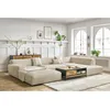 Image de Canapé panoramique fixe compact LAVENA tissu velours beige angle droit BOBOCHIC 6 places
