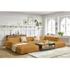 Image de Canapé panoramique fixe compact LAVENA tissu velours jaune angle droit BOBOCHIC 6 places