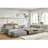 Image de Canapé panoramique fixe compact LAVENA tissu velours gris clair angle droit BOBOCHIC 6 places